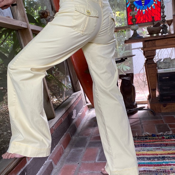 Nori vintage light yellow wide leg low rise cotton pants. Size 5 - Picture 10 of 10